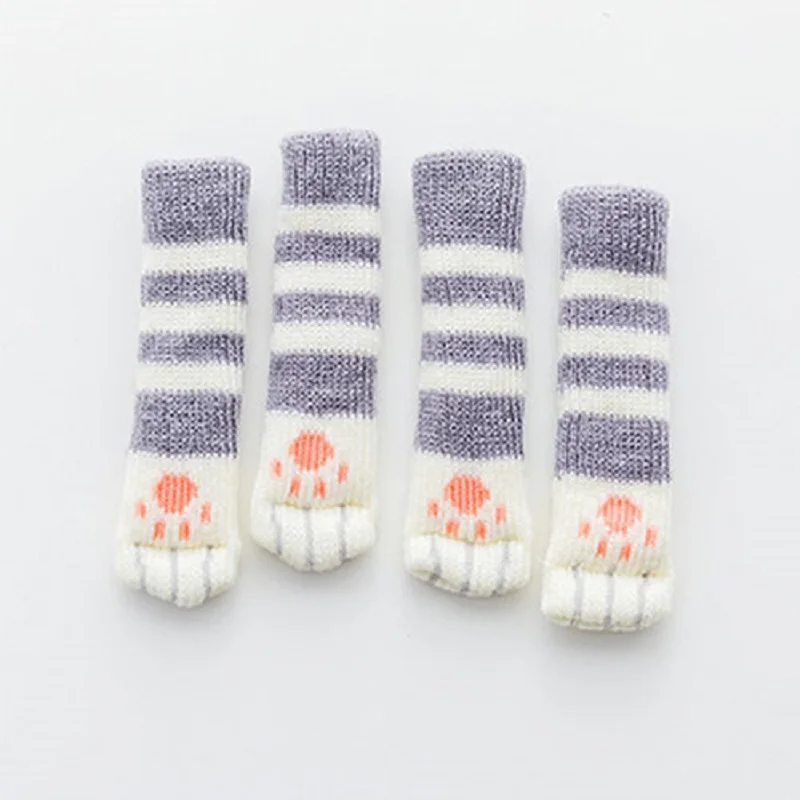 4Pcs Chair Leg Caps Socks Feet Protector Pads Furniture Table Covers Socks Plugs Cover Cute Cat Paw Table Foot Home Decor