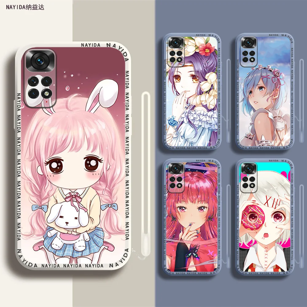 

Phone Case For Xiaomi Redmi Note 12 11 12S Pro Plus 12c 11a 4G 5G Soft Silicone Cover Cartoon Anime Kawaii girl