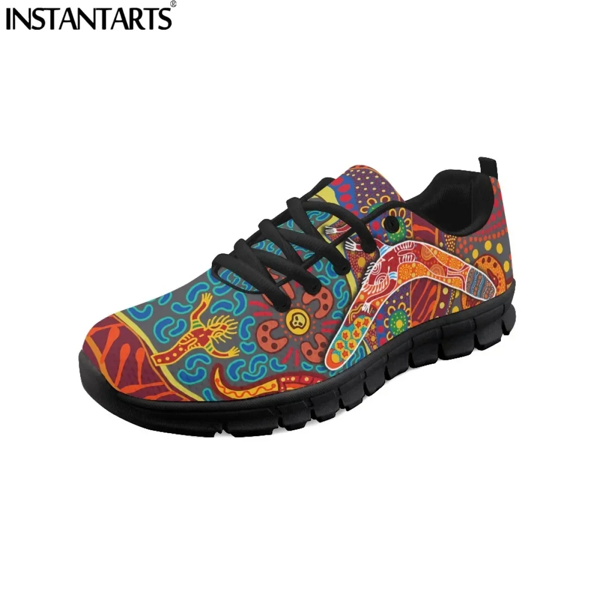 Australia Aboriginal Art Lace-up Mesh Sneaker Shoes For Women New Fashion Ladies Couple Flats Comfort Light Footwear