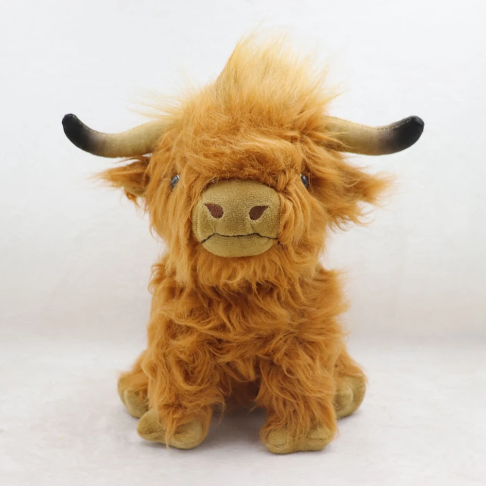 

25cm Scottish Highland Cow Plush Toy Sitting Posture Long Hair Cute Simulation Kawaii Cow Doll Festival Send Children Birthday