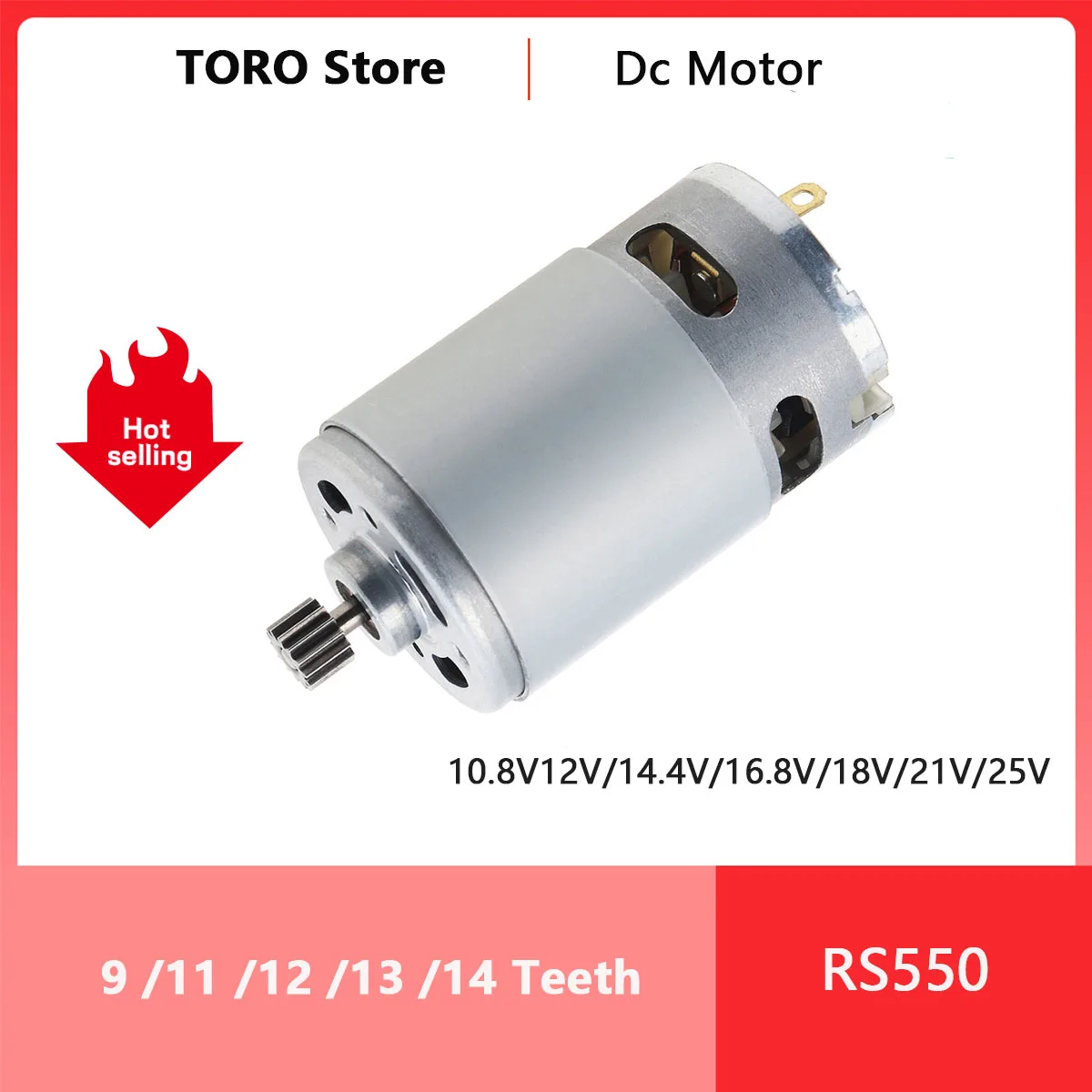 Caixa de engrenagens de alto torque para furadeira elétrica, motor DC, chave de fenda, RS550, 10.8V, 12V, 14.4V, 16.8V, 18V