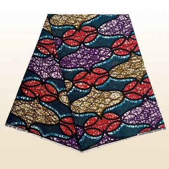 1pc Damask Fabric 5.48meter African Wax Fabric,Ghana Kente Design African Printed Wax Fabric Nigeria Ankara Kitenge Pagnes 1