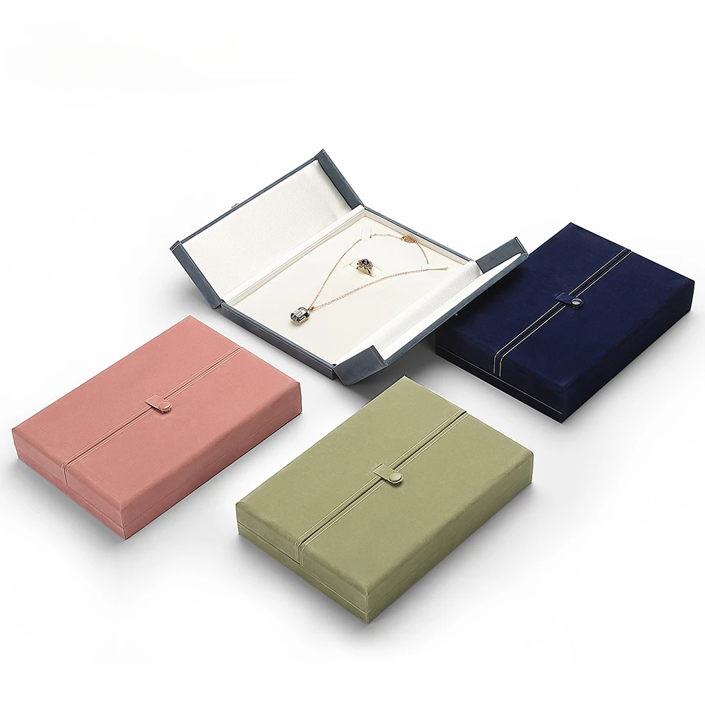

Jewelry Storage Box Flannel Double Open Ring Necklace Box Light Luxury High-end Exquisite Jewelry Hand Jewelry Box