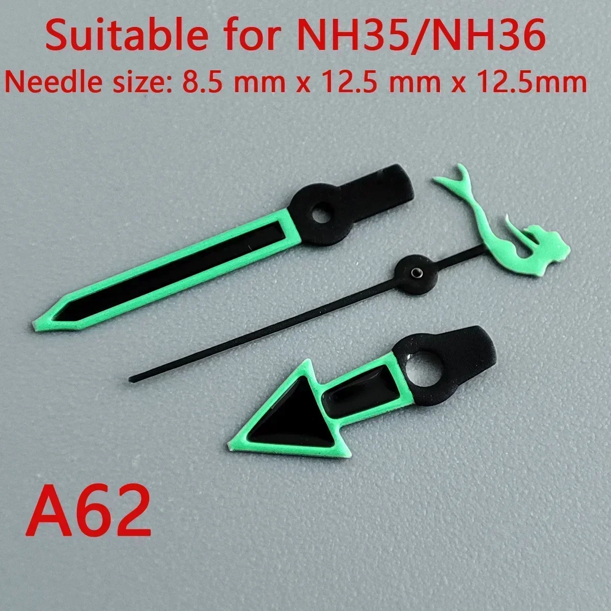 Premium 904L Silver Watch Hands with Green Luminous Accents - Wholesale Watch Accessories