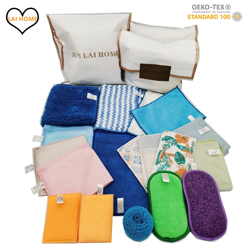 

18PCS Microfiber Cleaning Cloth Sponge Set Kitchen Towel Absorbent Bathroom Rags Glass Cloths for Car Window Cleaning Tools