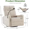 Oversized Fabric Recliner Chair with Phone Holder, Swivel Rocking Chair Reclining, with Lumbar Support, Beige Children's Sofas 3