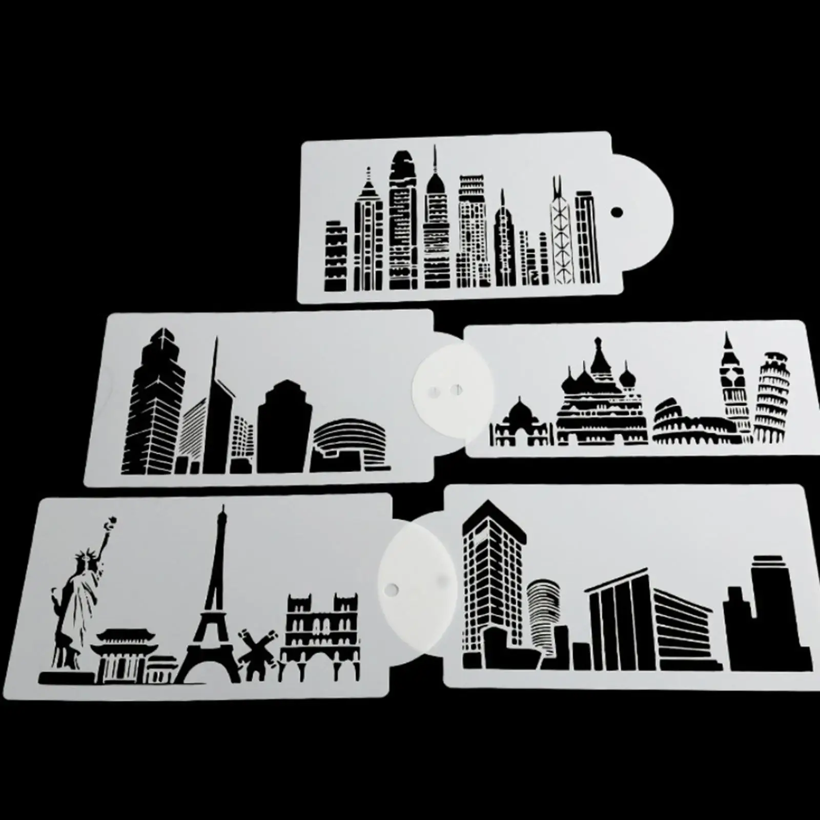 5PCS/Set Buildings Cake Stencils Spray Cake Decorating Tools