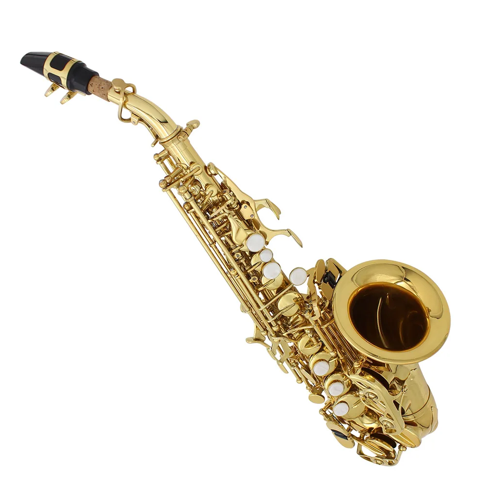 SLADE Gold Soprano Saxophone Student B Flat Gold Paint Beginner Saxophone Set with Cleaning Cloth Suitcase Mouthpiece Reeds Part
