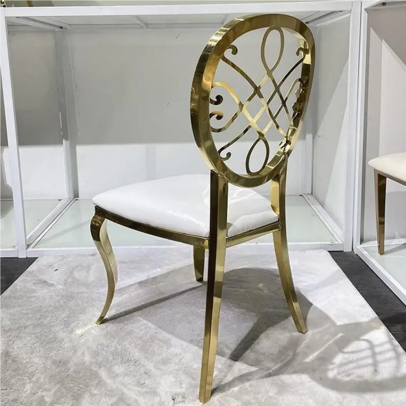High back stainless steel metal leg wedding banquet living room dining chairs
