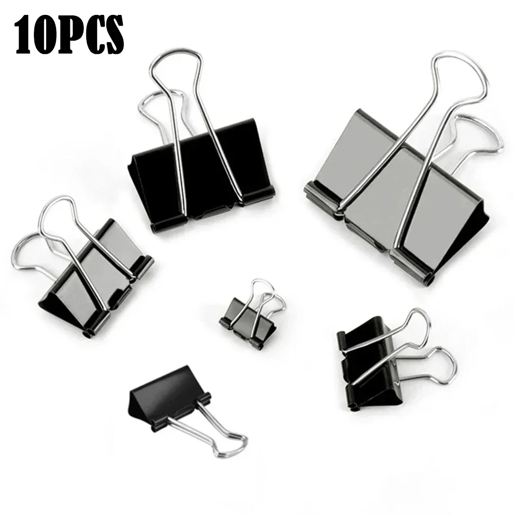10pcs/lot Large Size Black Metal Binder Clips 15mm/19mm/25mm/32mm Notes Letter Paper Clip Filer Holder Clamp Binding Supplies paper clips binder clips metal clamp clips