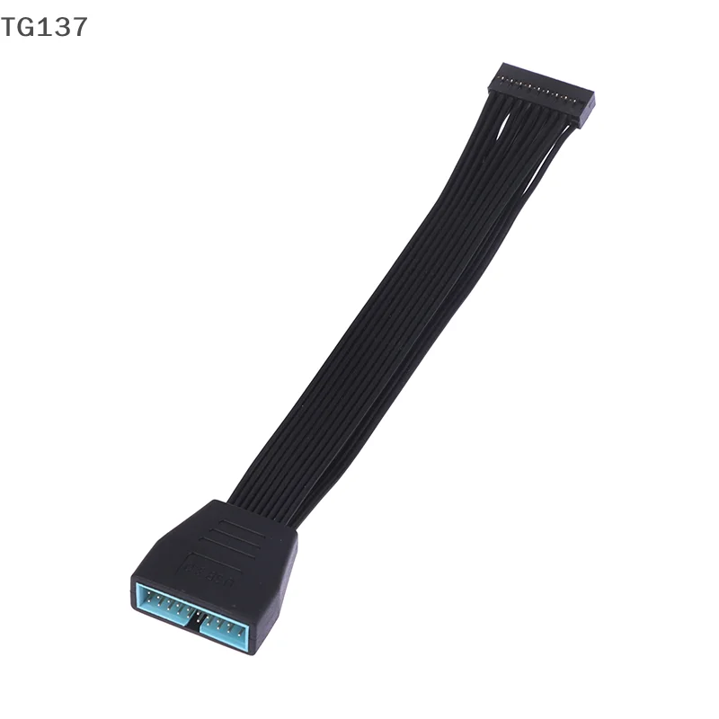 소형 미니 USB 3.0 19/20 핀 내부 확장 헤더 어댑터 케이블 마더보드용 검정색 플랫 와이어 케이블 5.9인치/15cm