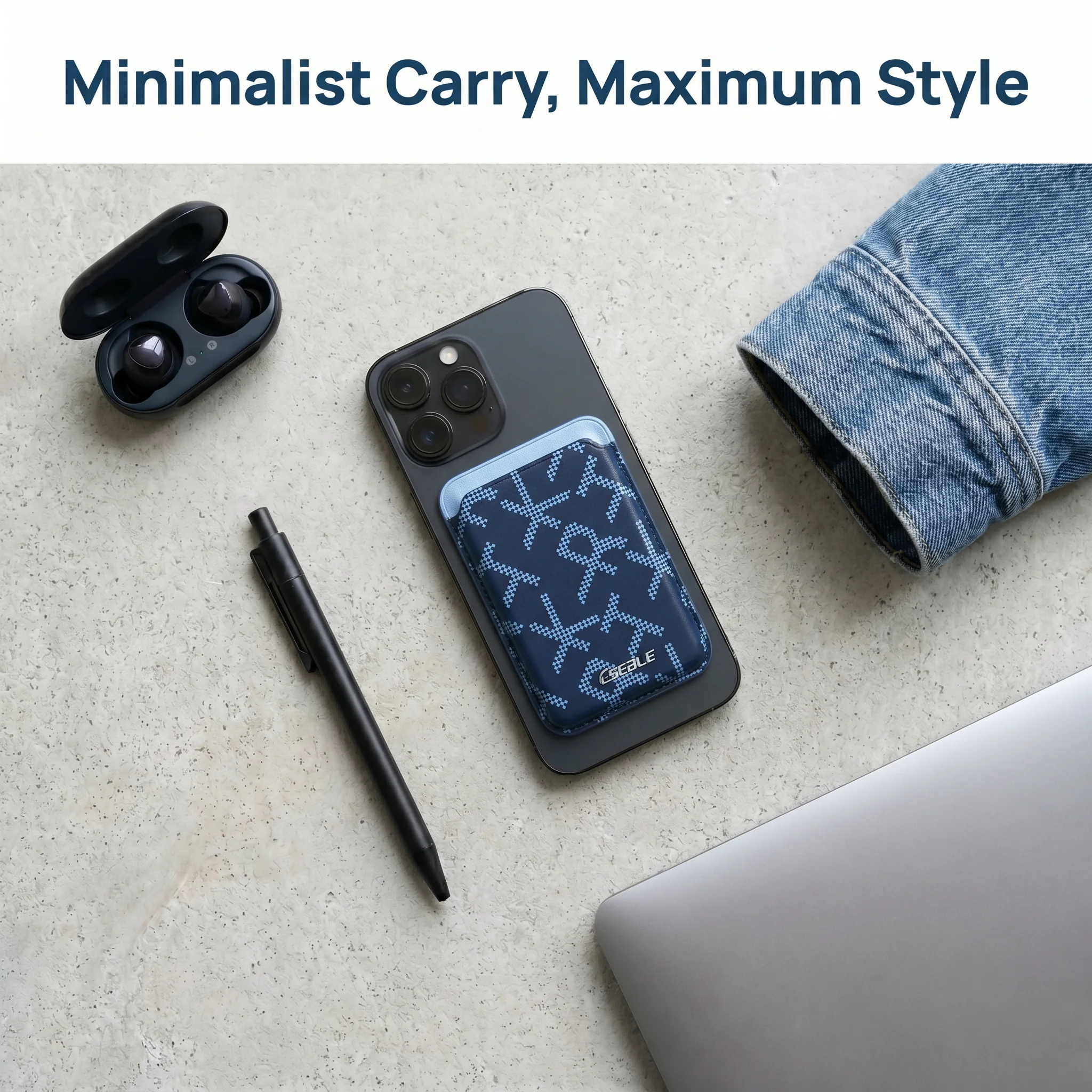 Sleek Carbon Fiber Magnetic Card Holder Wallet with Adhesive Plate