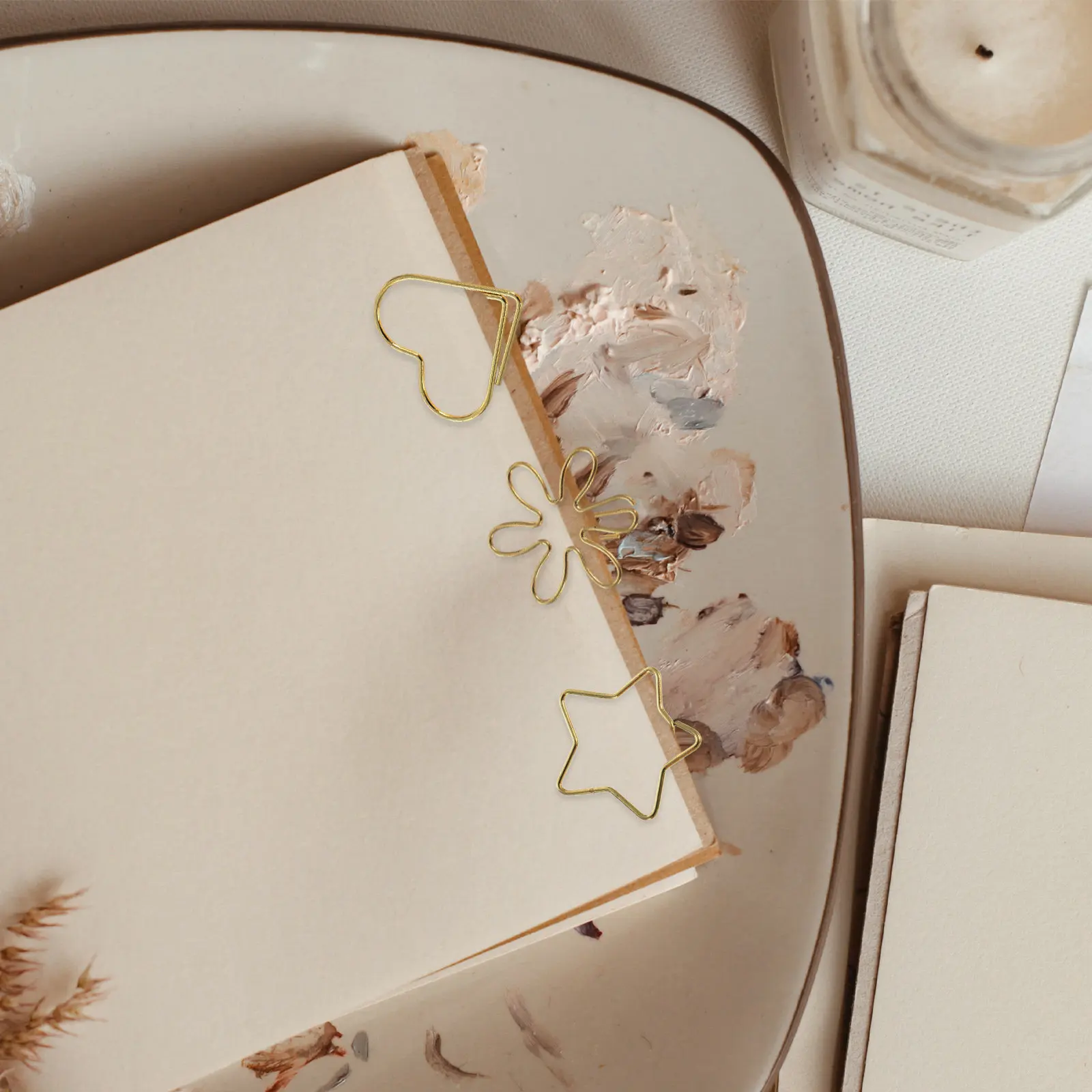 30Pcs 골드 장 종이 클립 모양의 금속 종이 클립 높은 내구성 훌륭한 솜씨 학교 사무실 청구서에 대한 다용도 사용