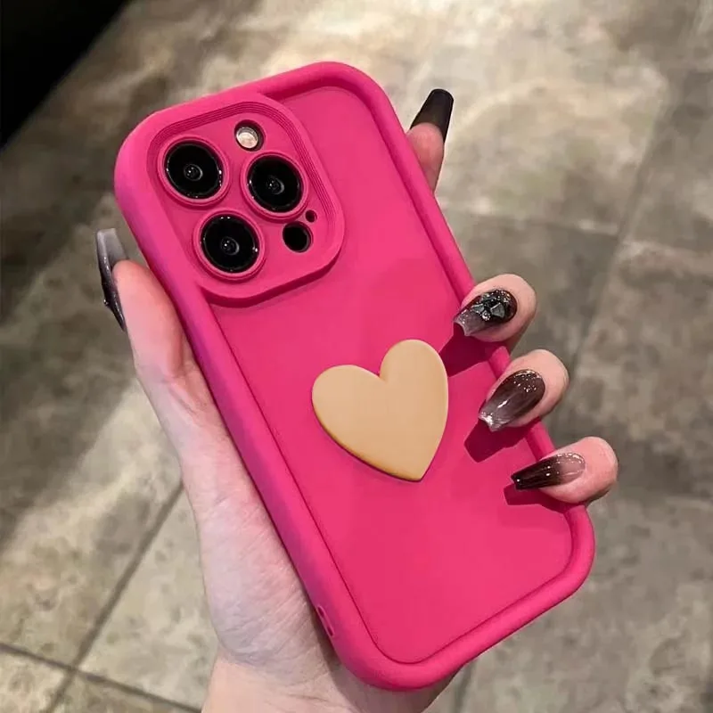 thumbnail image 1 of Luxury Cute 3D Love Heart Silicone Phone Case For iPhone 15 13 12 11 14 Pro Max X XR XS 8 Plus Shockproof Candy Back Cover, 1 of 5
