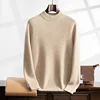 New (100% cashmere sweater) seven needle thick men's casual corn kernels versatile temperament semi high neck sweater 3
