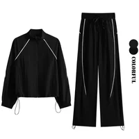 DRUR – ensemble pantalon de sport pour femmes, avec veste de gymnastique zippée et pantalon de survêtement à jambes larges rayé contrasté, tenue pour course à pied, survêtement de Yoga 2