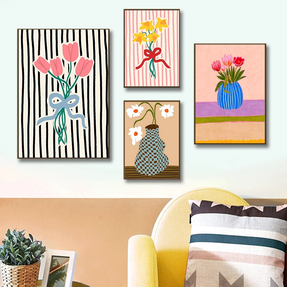 VintageBotanicalPosterStripesFlowerVaseFloralStillLifeIllustrationCanvasPaintingPrintWallArtPictureHomeDecor-AliExpress15
