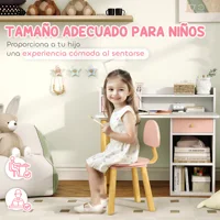 Aiyaplay Ensemble de bureau pour enfants avec chaise Bureau pour enfants avec compartiment à tiroirs et étagères rose et blanc 6