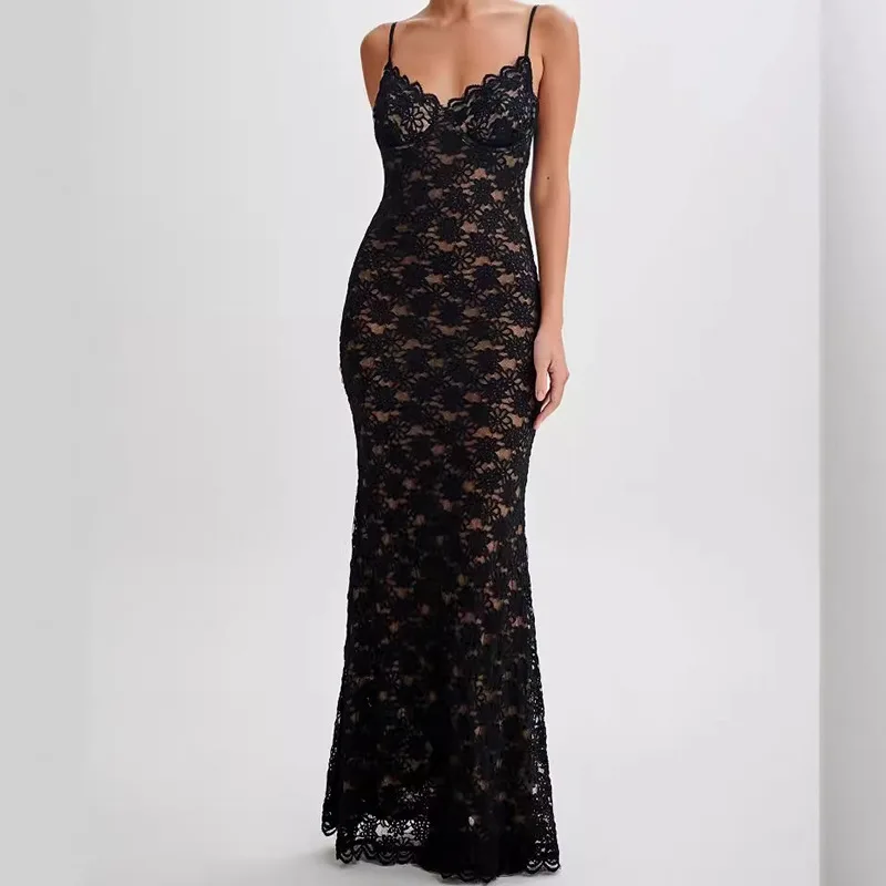 

Sling lace dress fashion bag hip skirt slim sexy dress