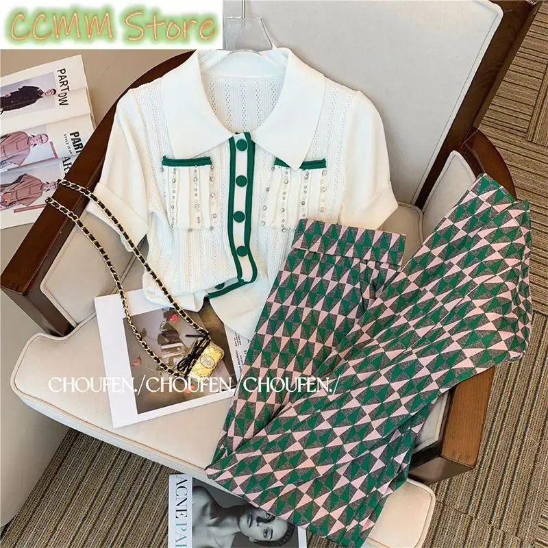 New Women's Suit Summer Women's Summer Small Man Casual Fashion Trendy Sports Wide Leg Pants Two-piece Set