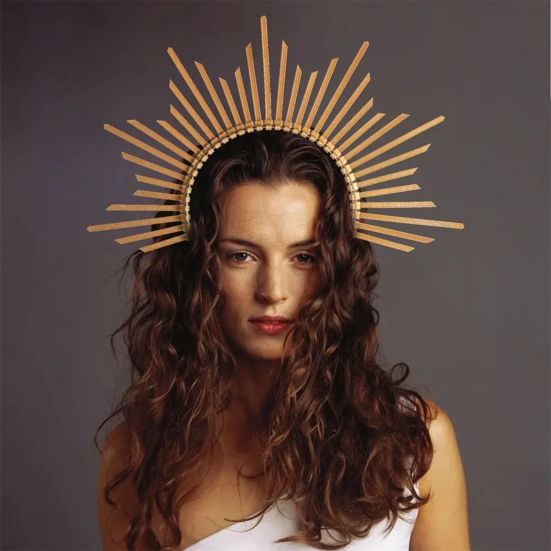 

Materntiy Photography Props Headwear Gold Silver Halo Crown Star Moon Headwear Elegant Wedding Goddess Halo Bridal Headband