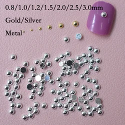 Gold and Silver Metal Alloy Glitter Flatback Nail Art Decorations - 1000PCS/bag (0.8mm - Silver - 1000PCs)
