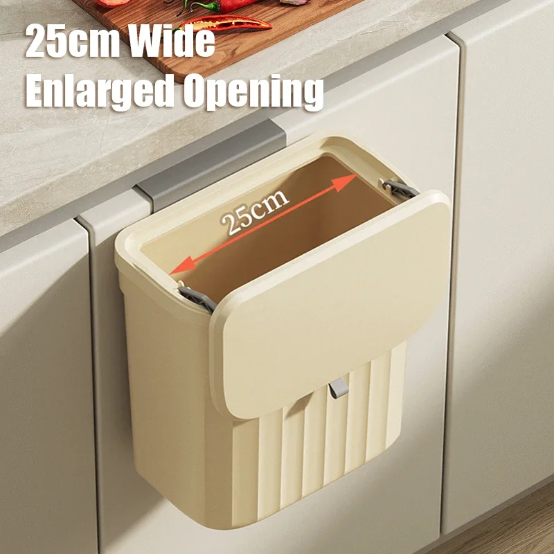 Trash Can 8.5/12L Kitchen Trash Can With Lid Wall Mounted Hanging Trash Bin Garbage Can for Cabinet Under Sink Waste Garbage Compost Bin