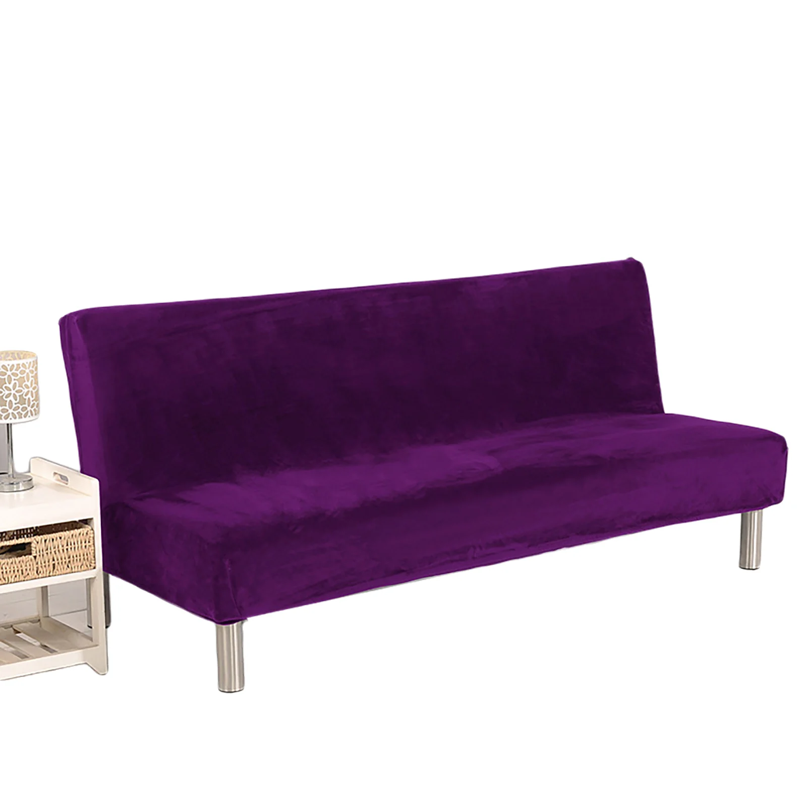 

Home Plush Sofa Bed Cover Solid Color Full Folding Elastic Couch Protector Suitable for Furniture Covers