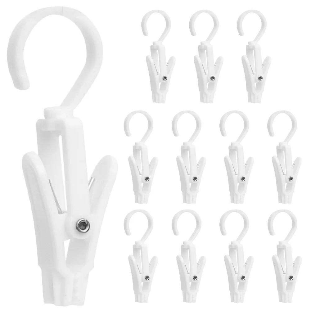 

Clothing Storage Hanger Swivel Hook Clip Plastic Hangers Rotatable Hanging Clips