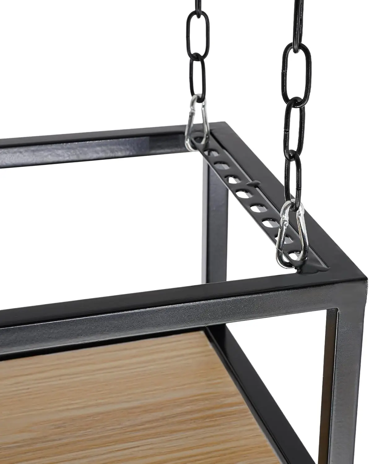 BYMAOCAR 100 cm verstellbares Weinregal zum Aufhängen an der Decke, Vintage-Industrieregal mit Glashalter für die Hausbar – Detail 8