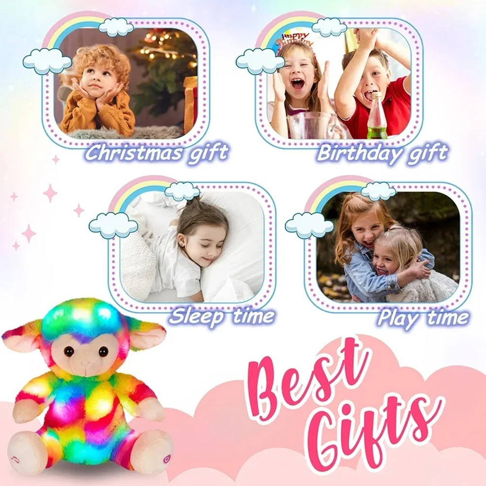 Plush Toys 26cm LED Glowing Rainbow Sheep Stuffed Animals for Girls