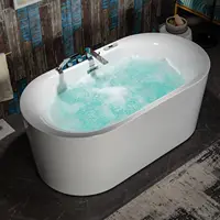 Whirlpool Water Jetted and Air Bubble Freestanding Heated Soaking Combination Bathtub with Faucet Air Massage 2