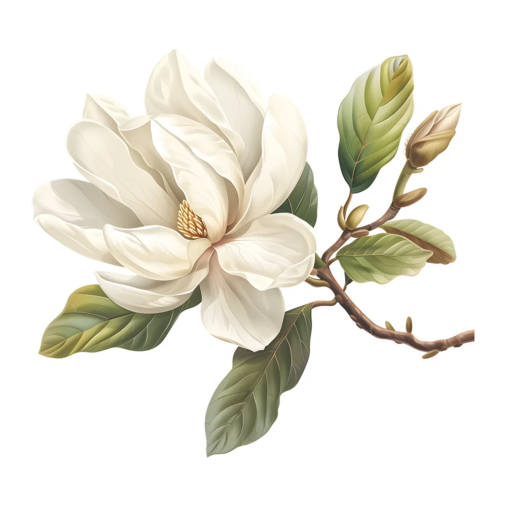 Simple Magnolia Flower PVC Static Mirror Stickers For Window Decoration Room Decor Aesthetic Bathroom Accessories Home Decor