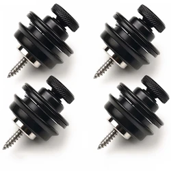 Heavy Duty Metal Guitar Strap Lock for Secure Instrument Attachment (Black 4 Pcs)