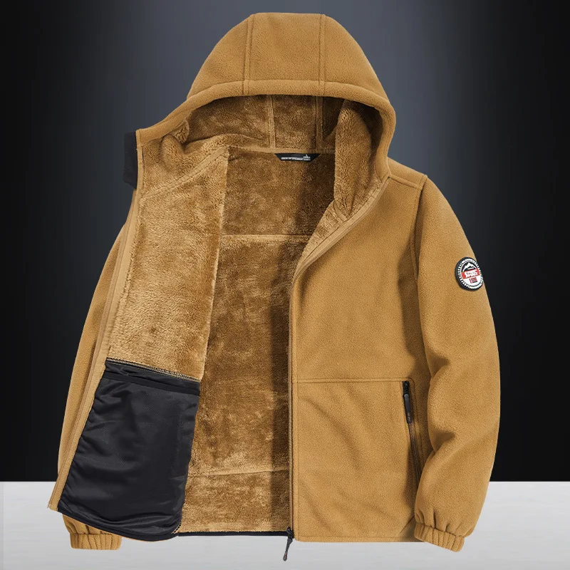 Giacca in pile polare autunno inverno uomo moda coreana colletto con cappuccio giacca a vento uomo giacca militare calda spessa cappotto capispalla uomo_voghion.com