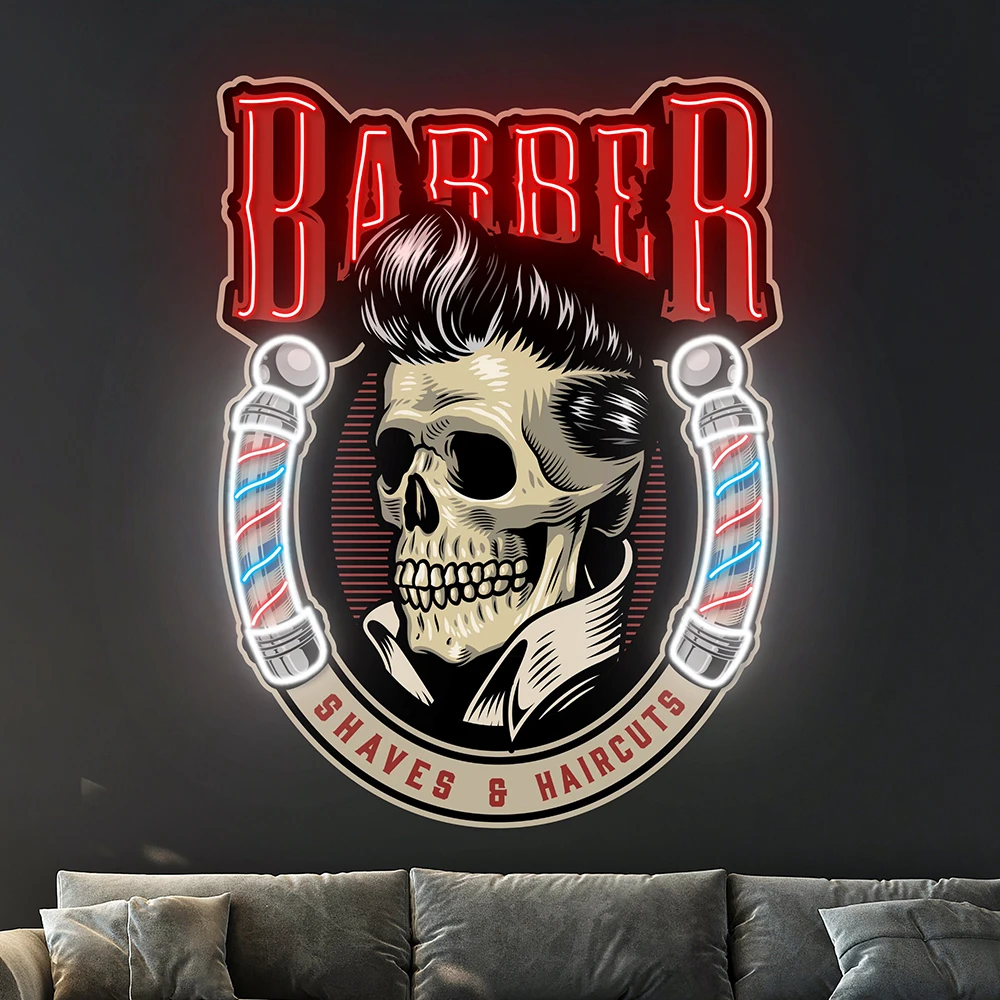

Barber Shop Neon Light Barber Salon Acrylic Artwork Led Signs Neon Hair Cut Barber Studio Room Wall Art Decor Custom Neon Sign