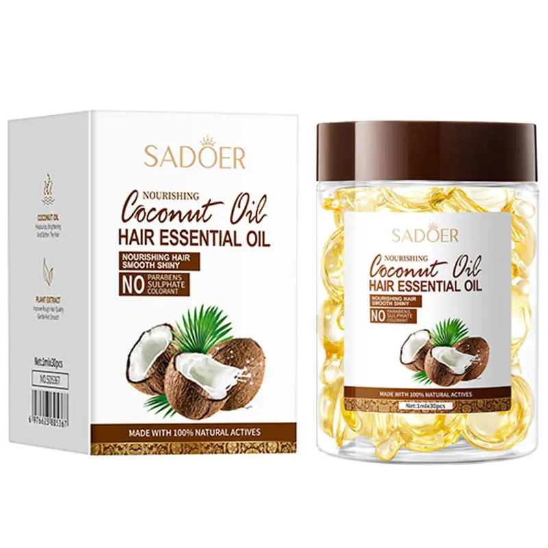 SADOER Argan Oil Hazelnut Smooth Hair Care Capsule Restores Hair Softness and Deeply Moisturizes, Improves Frizzy and Dry Hair