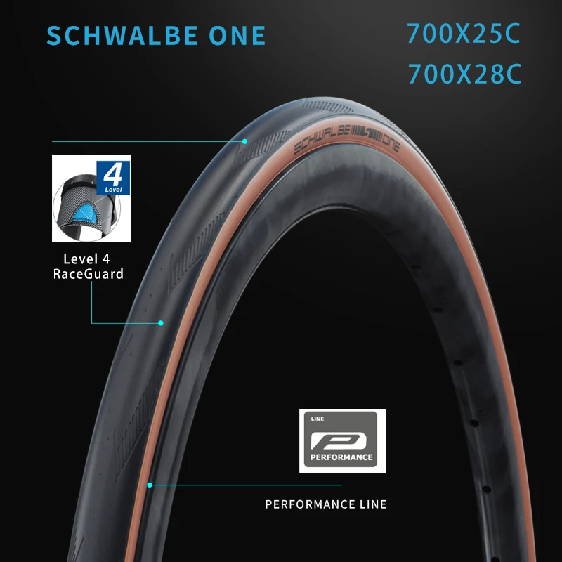 Schwalbe ONE 700x25C 28C Road Bike 700C Tubeless Folding Tire Brown Edge Puncture-resistant Bicycle Tire ﻿