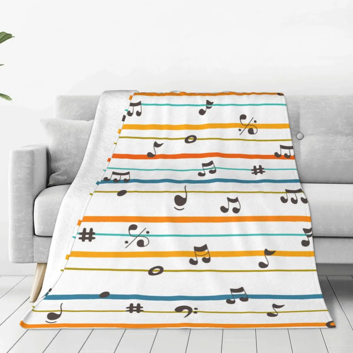 

Music Notes Blankets Fleece Decoration Cartoon Multifunction Soft Throw Blankets for Bed Bedroom Plush Thin Quilt