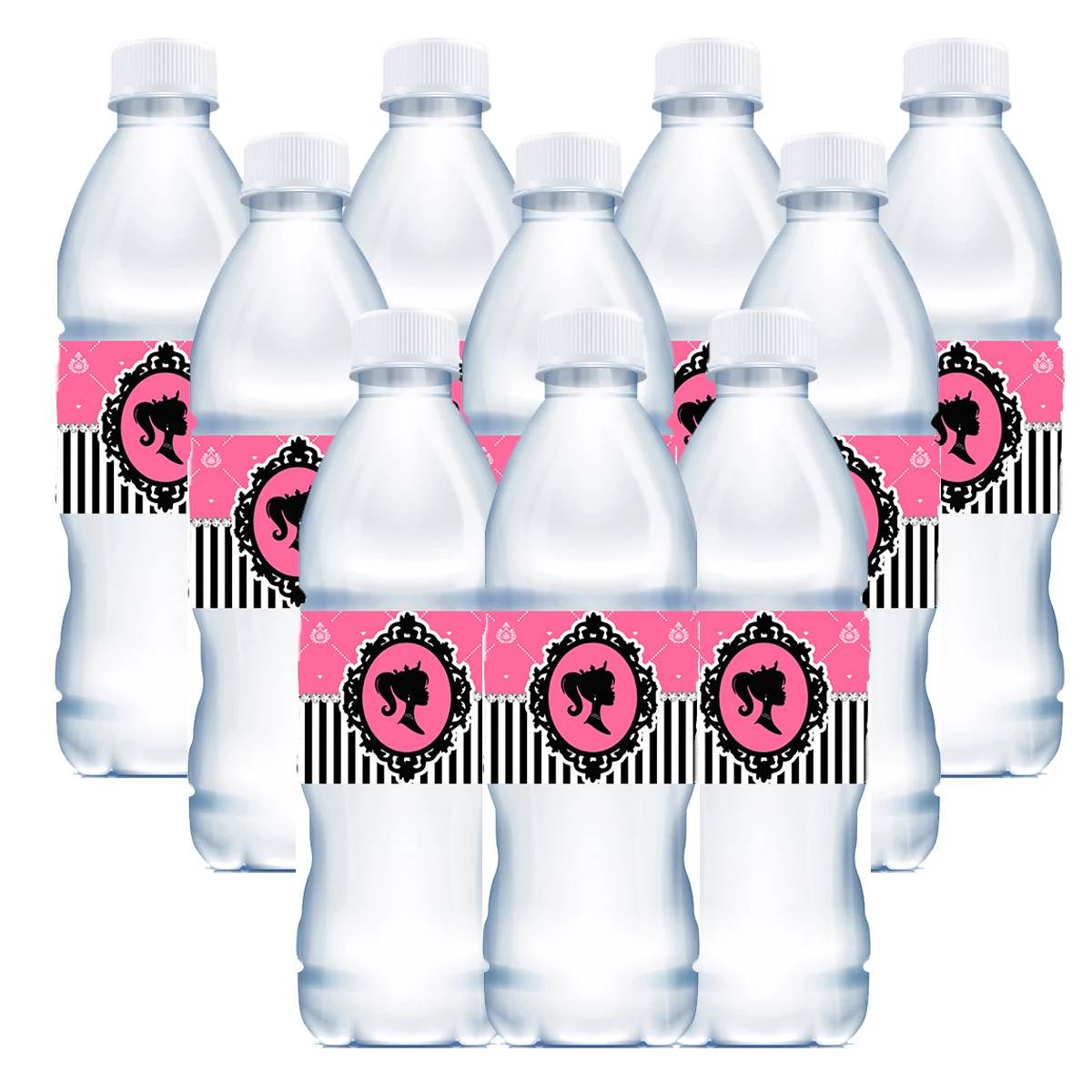 DisneyBarbiesPinkPrincessWaterBottleLabelsBabyShowerDecorBaby