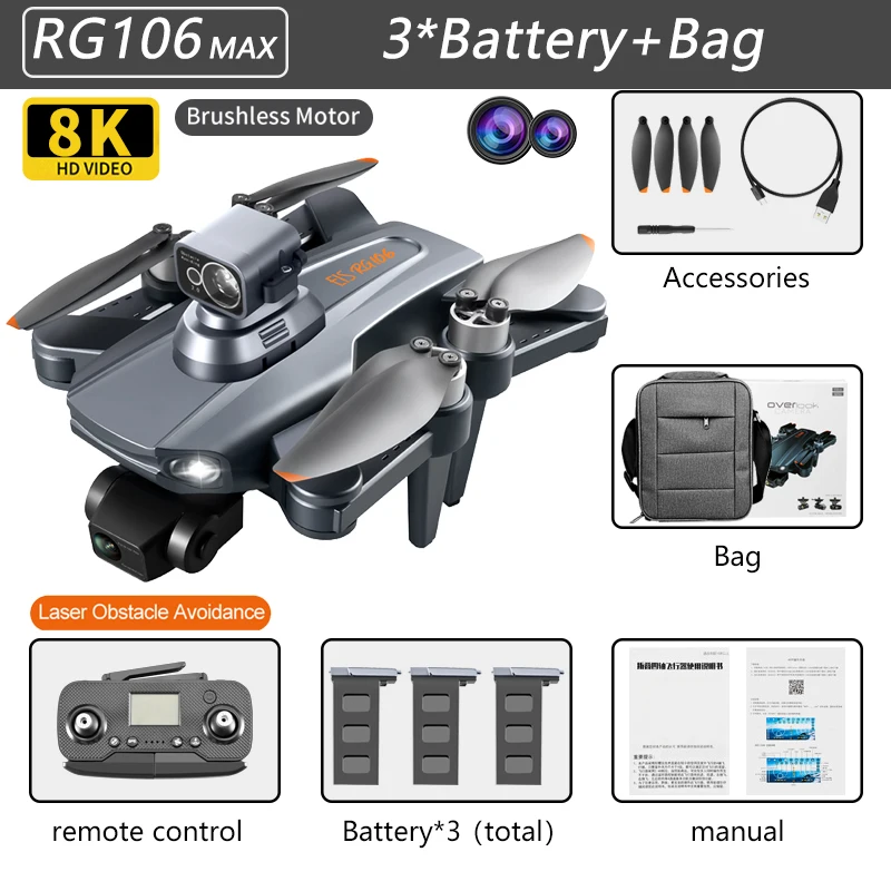 remote control helicopter with camera 2022 New RG106 Drone 8k Dual Camera Profesional GPS Drones With 3 Axis Brushless Rc Helicopter 5G WiFi Fpv Drones Quadcopter Toy rc helicopter big size RC Helicopters