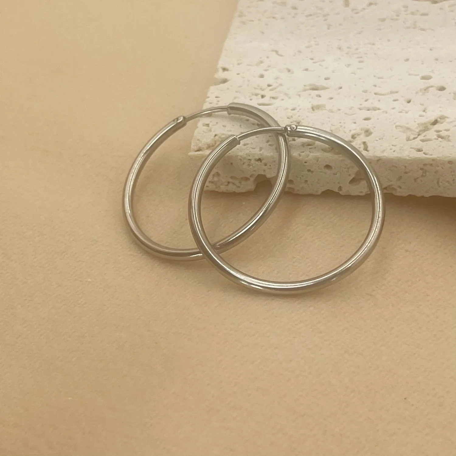 Stainless Steel 12-70mm Mariasz Minimalist Big Circle Hoop Earrings for Women Trendy Gold Color Metal Round Earring Jewelry 5