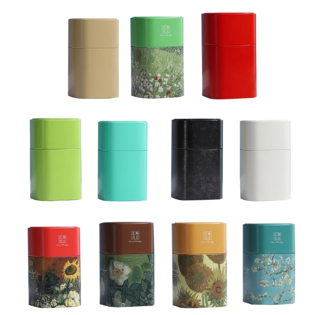 Elegant Metal Tea Canister – Oil Painting Design 2
