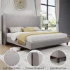 Full Platform Bed Frame 51.2" High Headboard Tall Upholstered Beds/No Box Spring Required/Wood Slat Support, Full Bed Frame 5