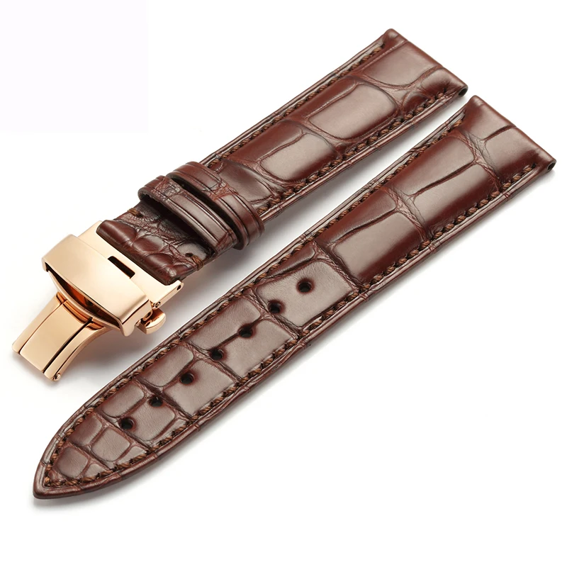 

FUYIJIA Luxury Selected Mississippi Alligator Skin Watchbands 12MM~24MM Universal Strap Butterfly Buckle Genuine Crocodile Belt