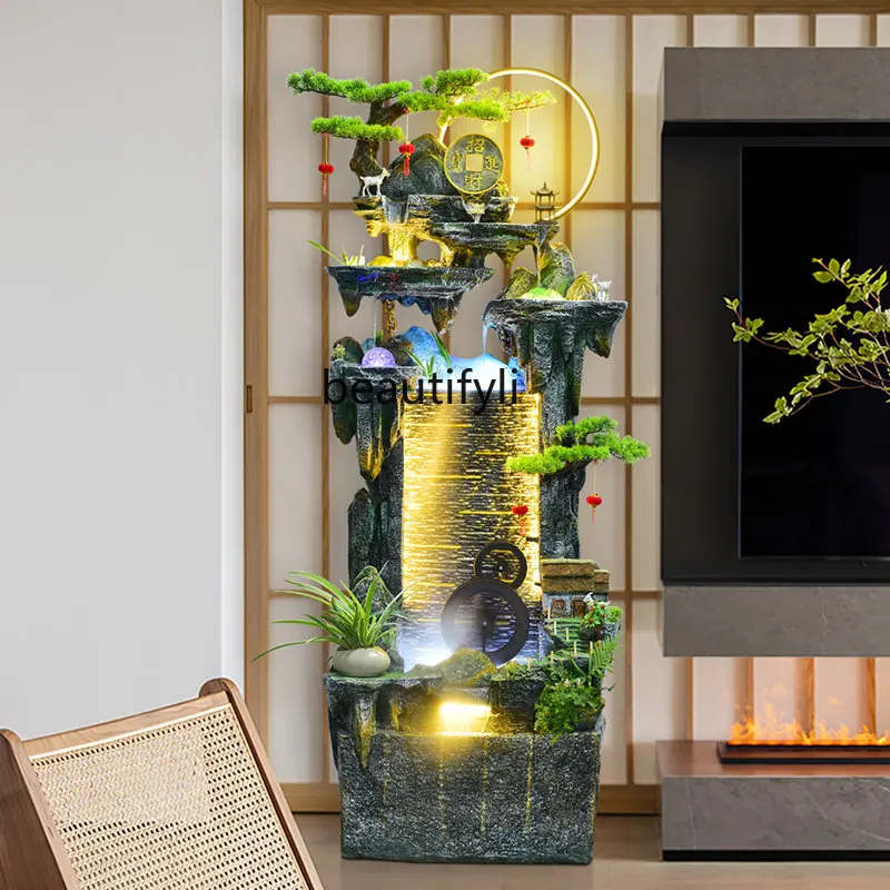 

Water Fountain Living Room Office Rockery Fengshui Wheel Decorative Landscape Water Curtain Wall Floor Fish Tank Decoration