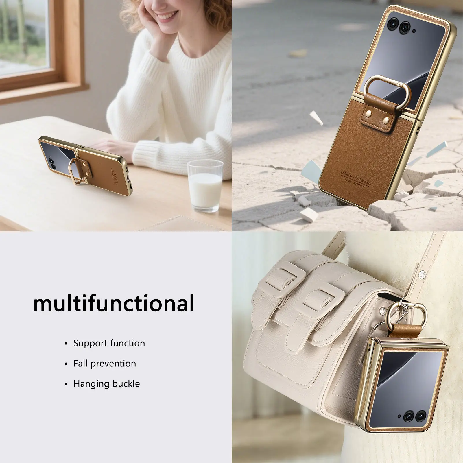Portale Ring Holder Leather Phone Bag Case