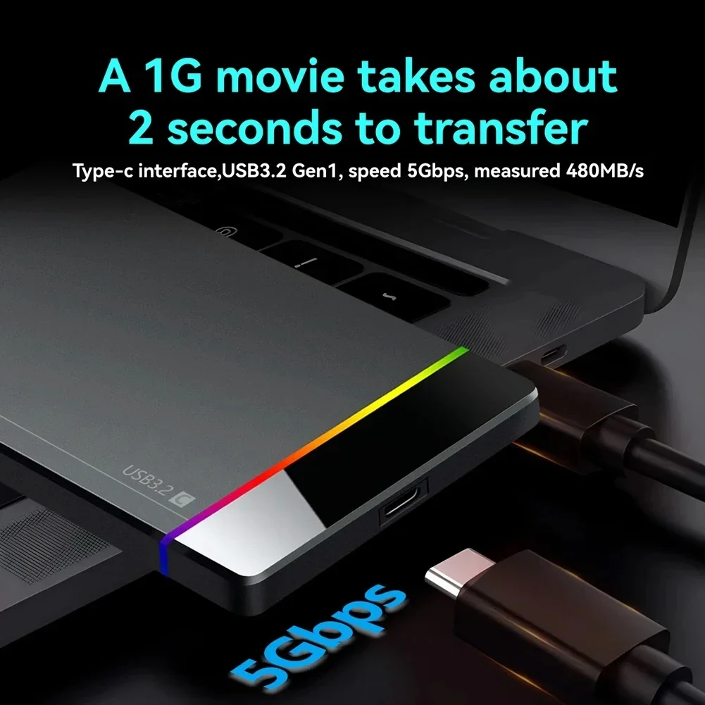 KEBIDUMEI 2.5인치 하드 디스크 SSD HDD 인클로저 USB 3.2 5Gbps 노트북 솔리드 스테이트 메카니컬 타입 C RGB 모바일 하드 디스크 박스