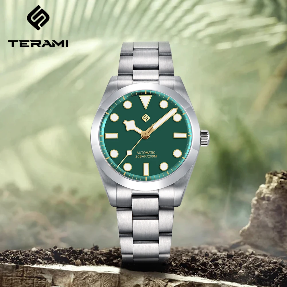 

TERAMI Explore Vintage Men Automatic Mechanical Watch Sapphire Crystal Mens Watches 20Bar Waterproof AR Coating 3C reloj hombre