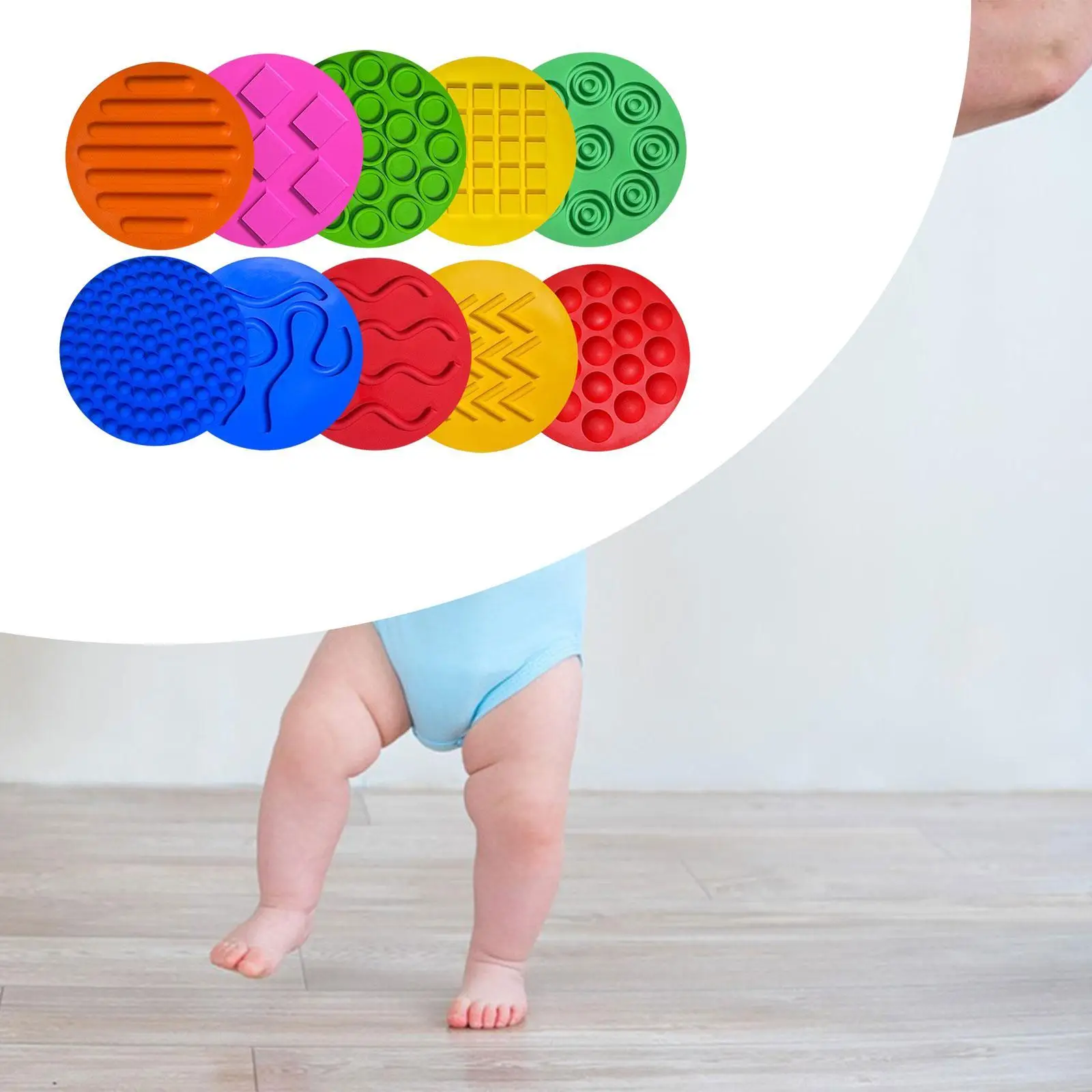 10x Sensory Silicone Mats Sensory Toys Textured Early Learning Play Sensory Discs Mat for Children Boys Girls Activity Game Home
